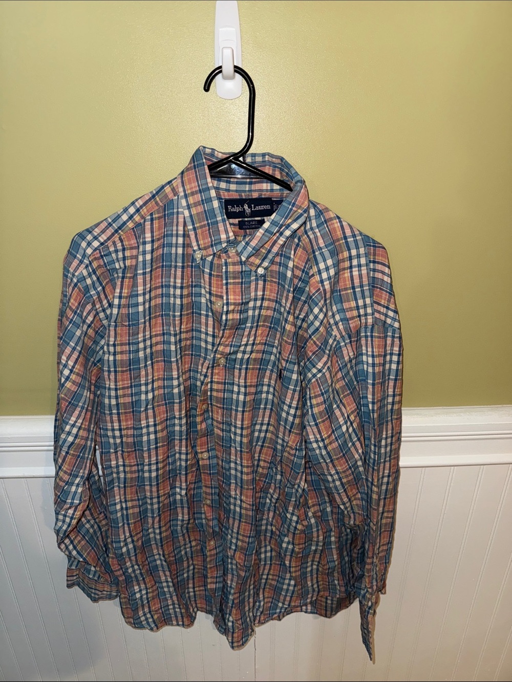 Men's Size M Ralph Lauren Multicolor Plaid Button-Down Shirt